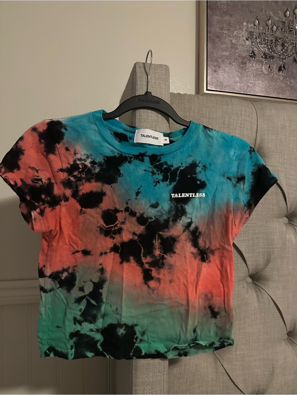 TALENTLESS Tie-Dye Tee — Turquoise, Coral & Black